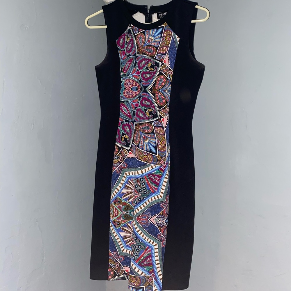 Geoprint Bodycon Black Dress